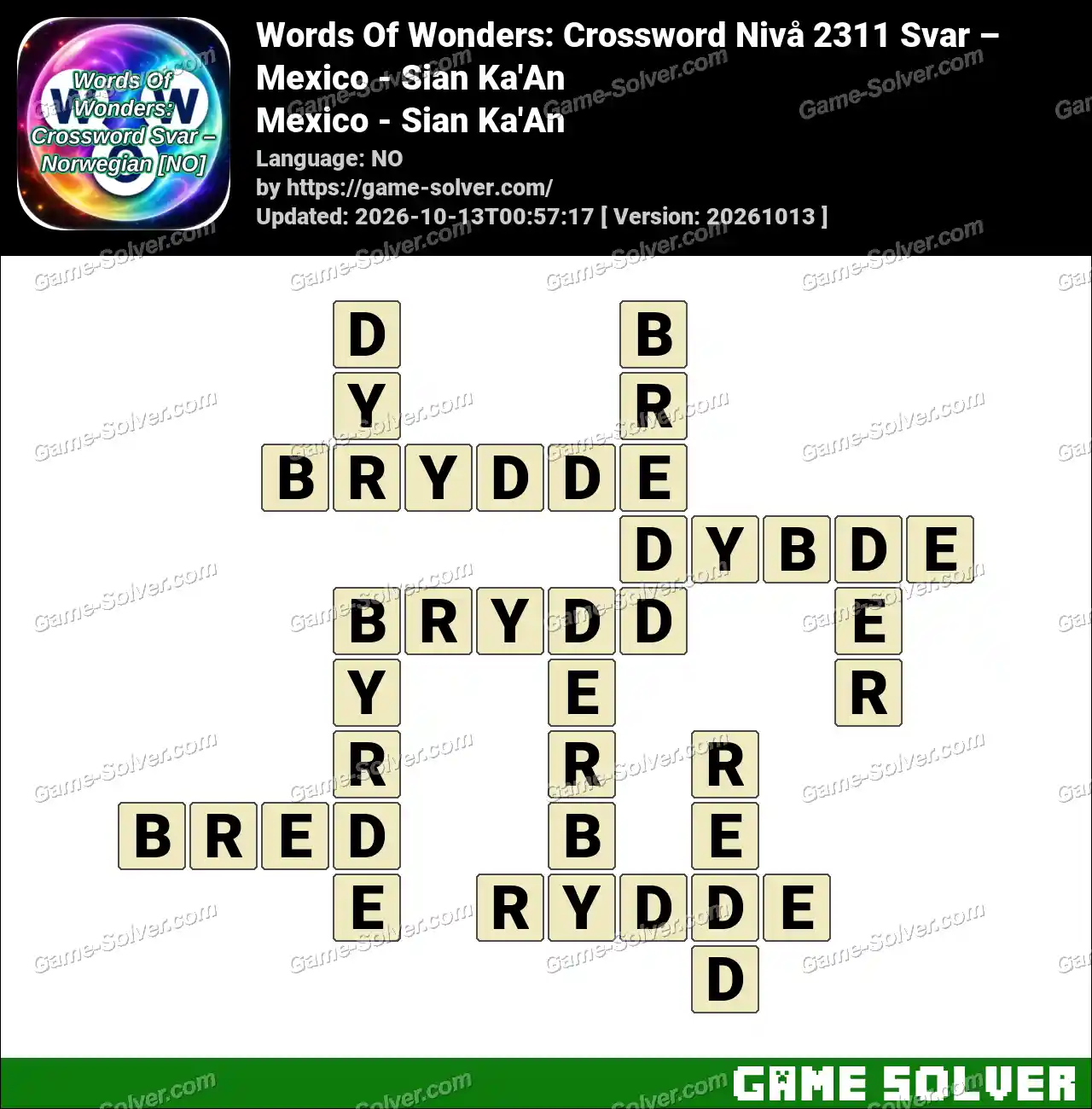 Words Of Wonders: Crossword Nivå 2311 Svar – Mexico – Sian Ka’An
